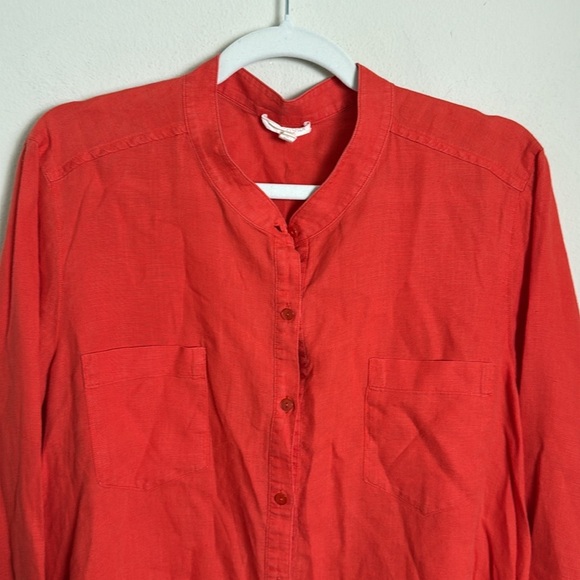 Eileen Fisher Red Organic Irish Linen Button Down Shirt Size Large - Picture 4 of 5